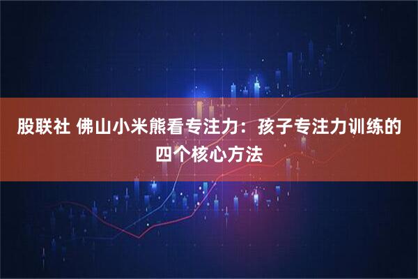 股联社 佛山小米熊看专注力：孩子专注力训练的四个核心方法