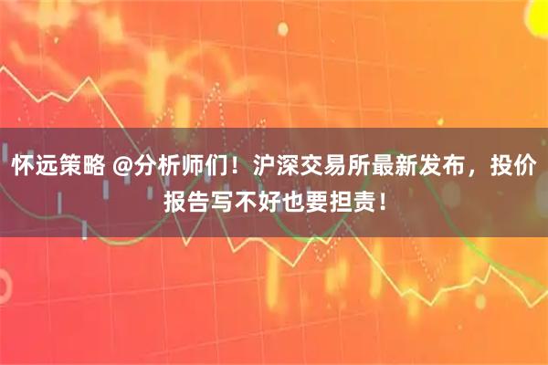 怀远策略 @分析师们！沪深交易所最新发布，投价报告写不好也要担责！