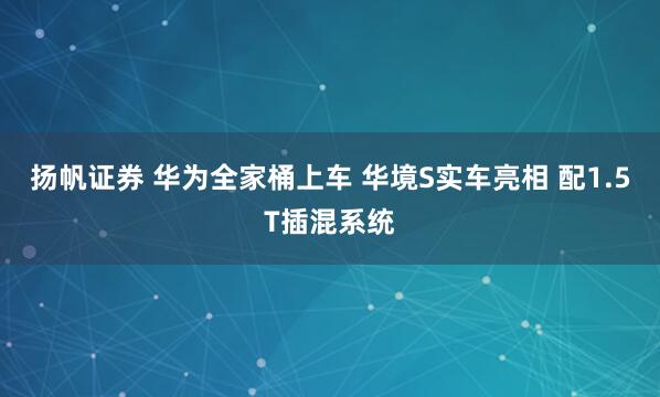 扬帆证券 华为全家桶上车 华境S实车亮相 配1.5T插混系统