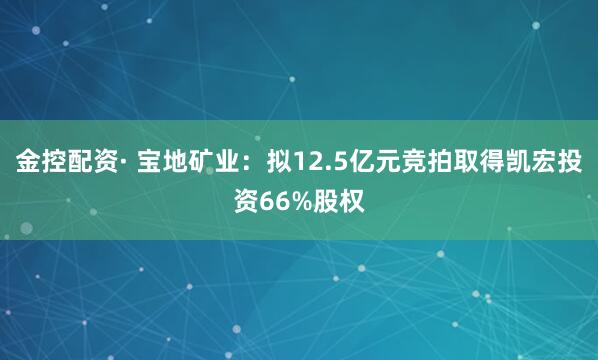 金控配资· 宝地矿业：拟12.5亿元竞拍取得凯宏投资66%股权