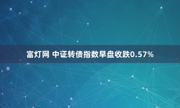 富灯网 中证转债指数早盘收跌0.57%