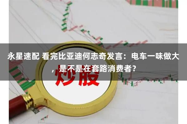 永星速配 看完比亚迪何志奇发言：电车一味做大，是不是在套路消费者？
